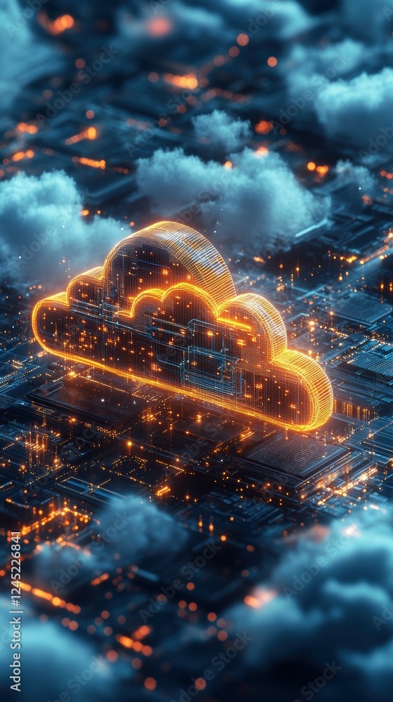 Poster secure cloud storage concept for sensitive financial data management