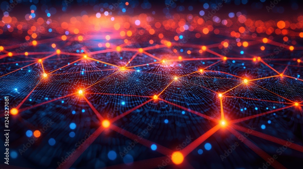 Poster connected devices network visualization for internet of things concept