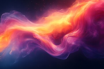 Obraz premium Colorful nebula cloud swirling in dark space with glowing particles