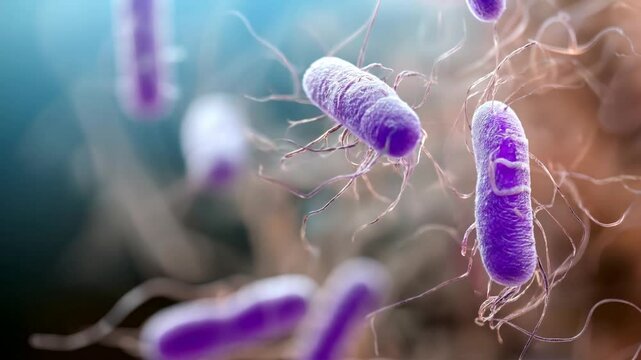 Microscopic View of  Clostridium difficile bacteria