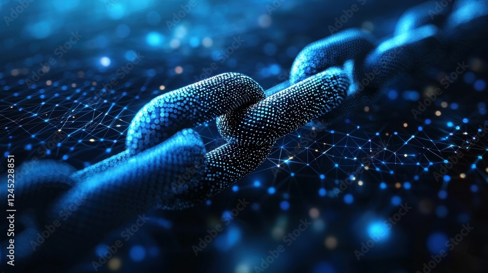 Poster abstract blockchain representation with digital connections and links