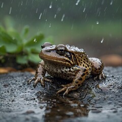 Obraz premium Wet Whimsy: A Mississippi Gopher Frog Amidst the Rain