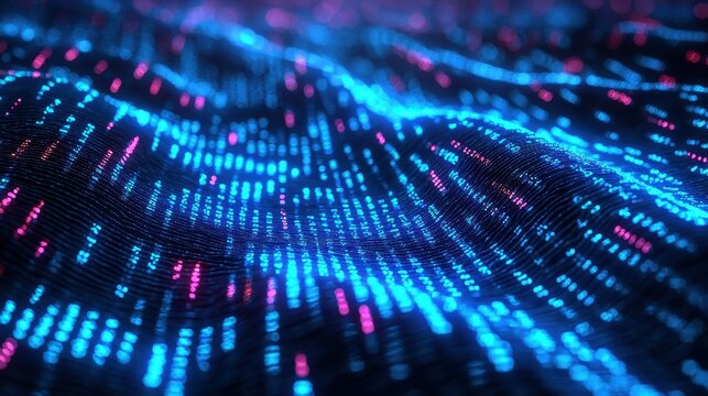 Streams of Colorful Binary Code Creating a Dynamic Chart Pattern