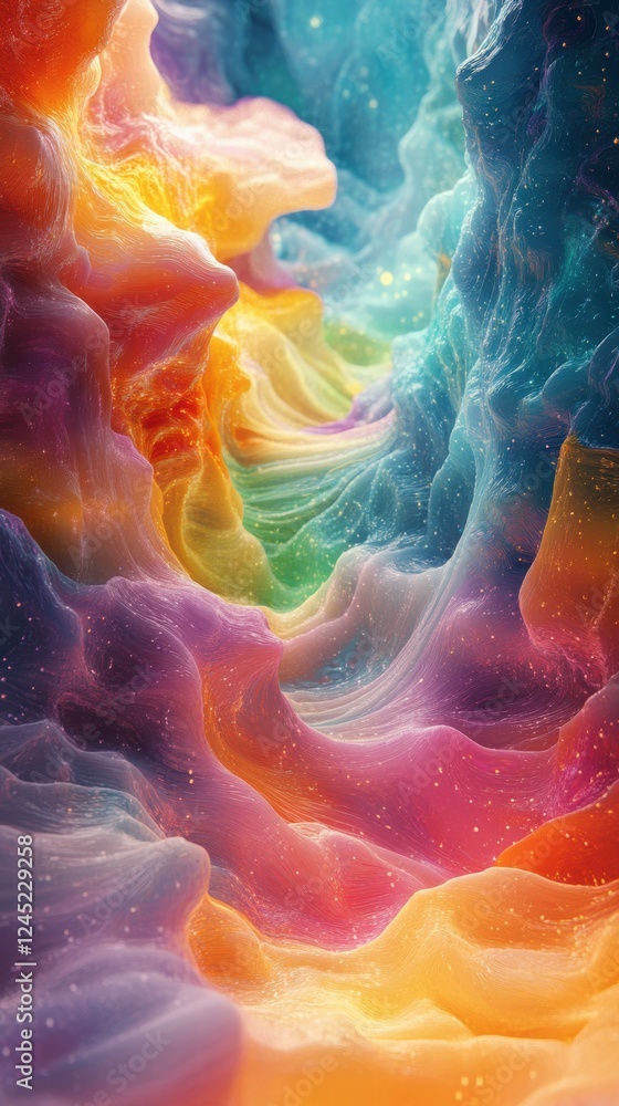Poster vibrant visual representation of colorful abstract swirling forms