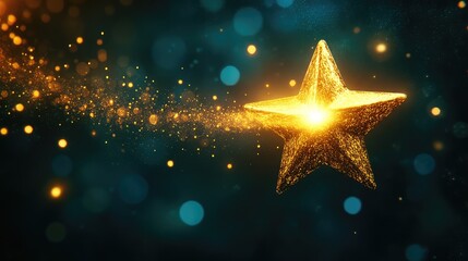 A glowing shooting star in the night sky, symbolizing dreams, ambitions, and goal achievement.