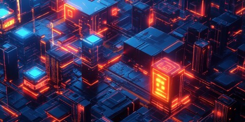 Futuristic Vertical Composition Highlighting Abstract Cityscape Design