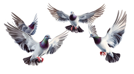 Obraz premium Elegant Flying Pigeons in Artistic Illustration