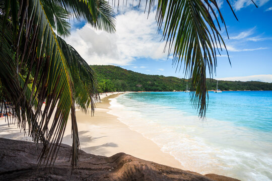 Anse Lazio tropical beach and ocean, Praslin Island, Seychelles