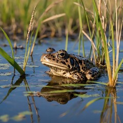 Obraz premium Deep in the Wetlands: A Mississippi Gopher Frog's Tranquil Sanctuary