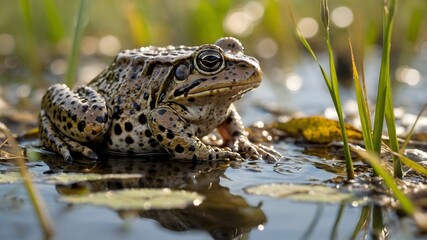 Fototapeta premium Within the Marsh's Embrace: A Mississippi Gopher Frog's Safe Haven
