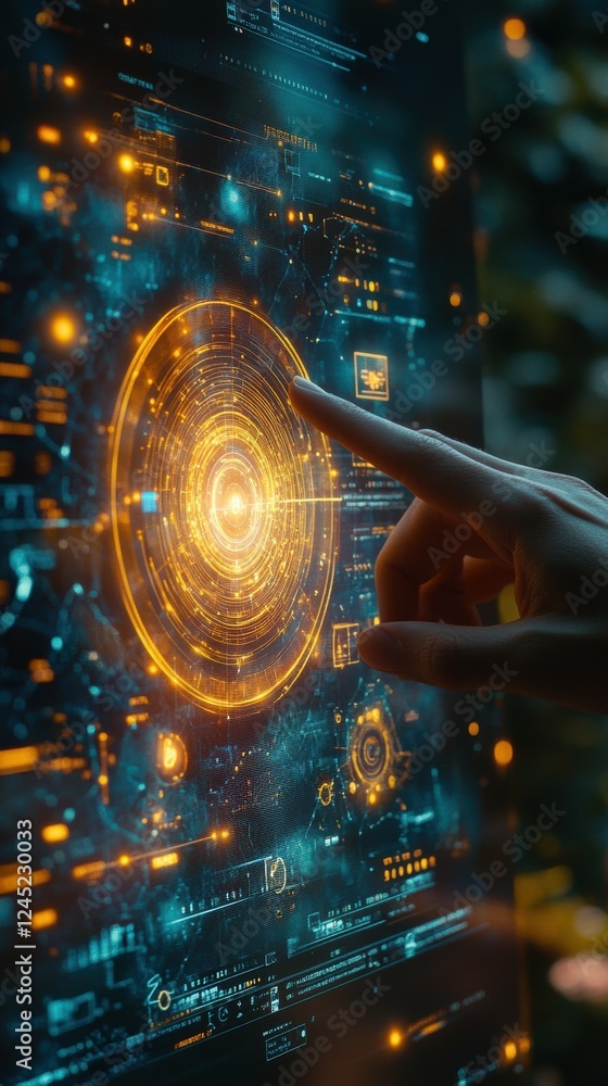 Poster close-up of fingers swiping through digital interface displaying time data