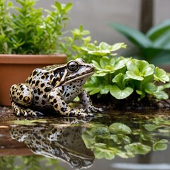 Obraz premium Garden Escapade: The Mississippi Gopher Frog's Urban Adventure