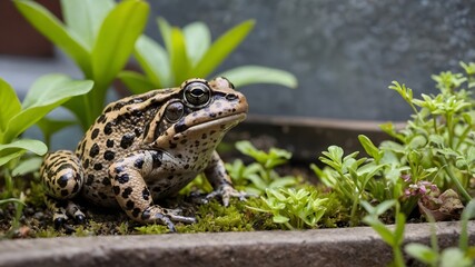 Fototapeta premium Habitat Hopping: The Mississippi Gopher Frog's Urban Garden Adventure