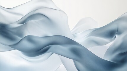 Obraz premium Elegant flowing blue and white translucent fabric waves on light background