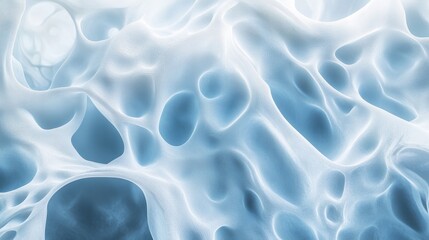Abstract fluid shapes with soft blue and white tones