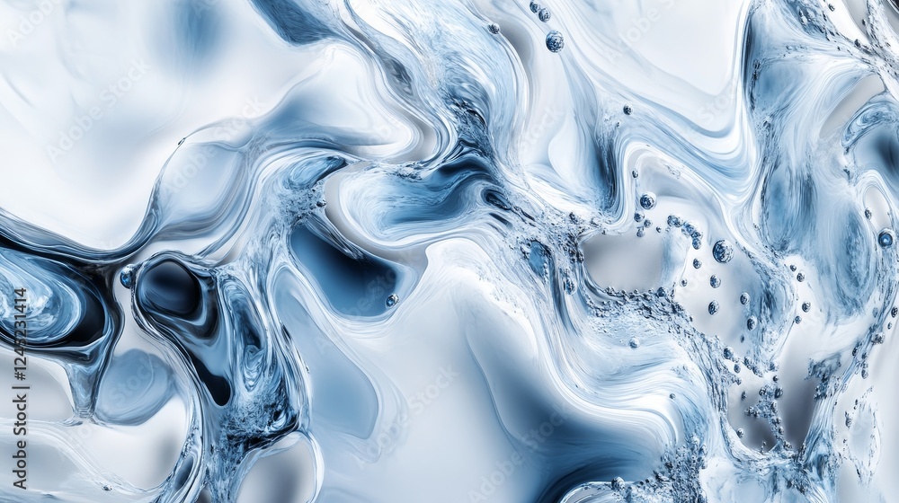 Poster abstract blue and white swirl pattern with fluid dynamic texture