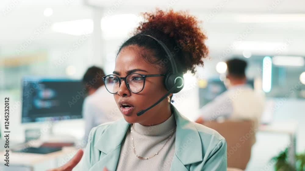 Poster Call center, speaking or woman in web support for communication, software or customer service. Help desk, advice or virtual assistant on computer for technical solution, system update and consulting