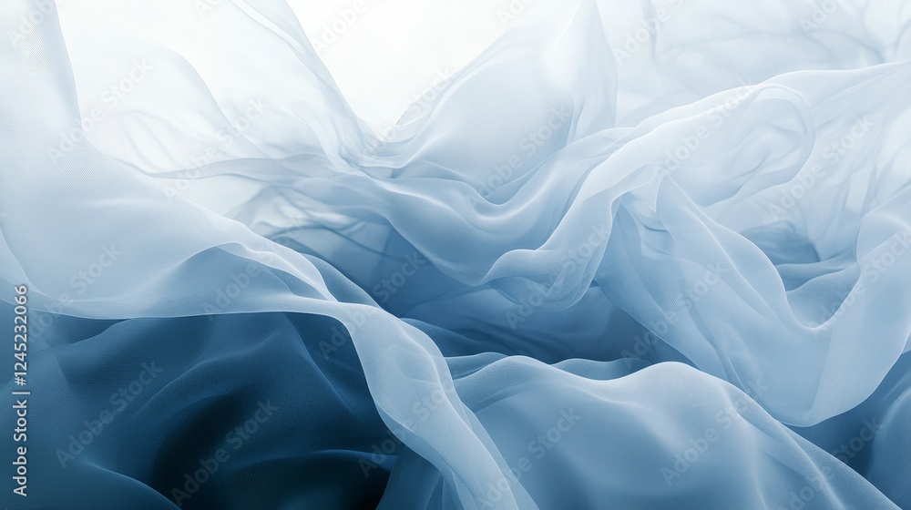 Poster ethereal blue fabric waves creating a serene abstract texture