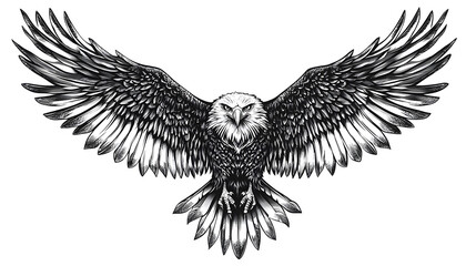 Fototapeta premium Majestic Eagle in Flight - Powerful Line Art Design