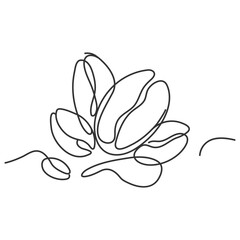 One-Line Drawing of Coffee Beans - Minimalist Organic Design. Coffee Bean Single Line Icon.Single Line Vector Illustration. Roasted, Caffeine, Scented, Coffee Bean.