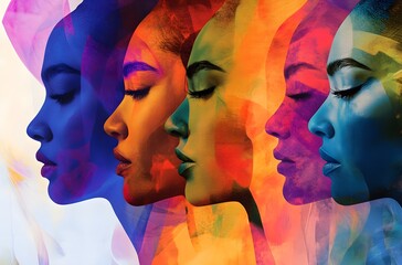 Fototapeta premium Colorful illustration of a group of women. International Women's Day concept.