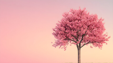 Obraz premium Modern cherry blossom tree with clean lines and a gradient sky