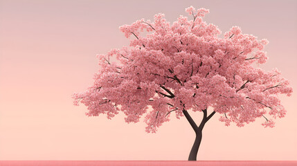 Fototapeta premium Modern cherry blossom tree with clean lines and a gradient sky