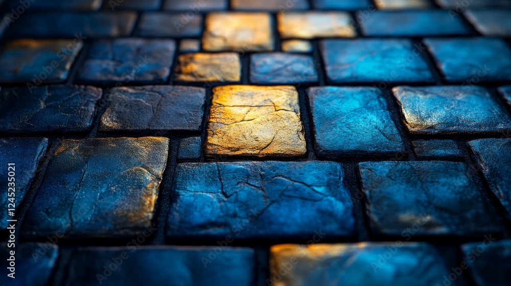 Poster mosaic artistry: captivating close-up view of vibrant and intricate patterned tiles in various color