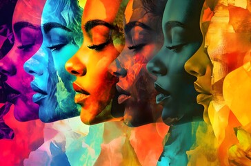 Fototapeta premium Colorful illustration of a group of women. International Women's Day concept.