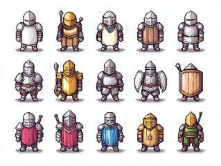 Pixel Art Knight Collection for Game Design