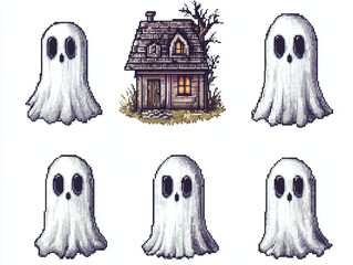 Pixel Art Ghosts and a Haunted Cottage