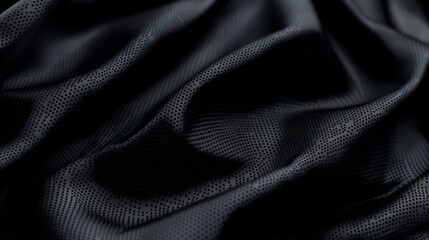 Abstract Black Fabric Texture: Elegant Draped Perforated Material