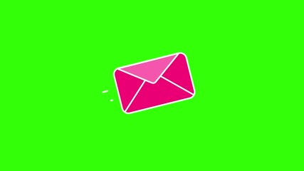 4K animated video of an envelope being sending to receiver. envelope icon animation fly away on green screen background.