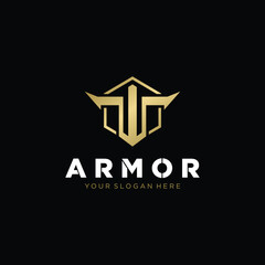 Logo Letter T armor gold vector design