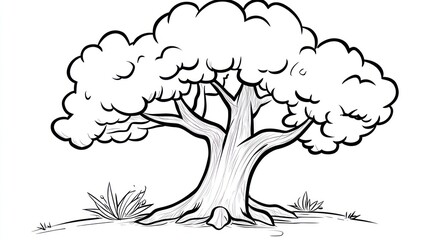 Cartoon tree drawing, nature, illustration, simple background, children's book