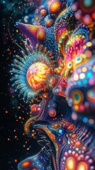 Obraz premium Vibrant and Colorful Visual Representation of Abstract Fractal Patterns