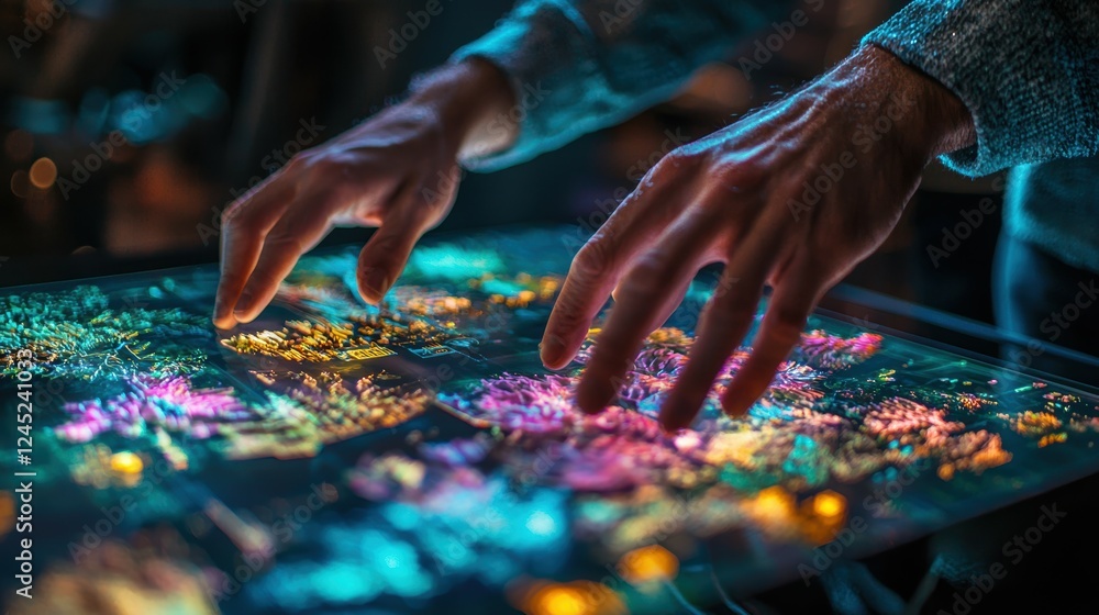 Poster hands orchestrating a complex workflow on a digital interface