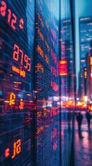 Fototapeta premium Real Time Global Currency Exchange Rates Display in Urban Setting