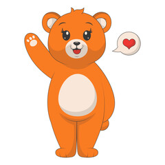 Cute Cartoon Bear Isolated on White Background. Vector Character Design.