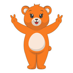 Cute Cartoon Bear Isolated on White Background. Vector Character Design.
