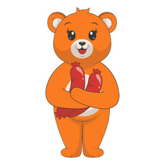 Cute Cartoon Bear Isolated on White Background. Vector Character Design.
