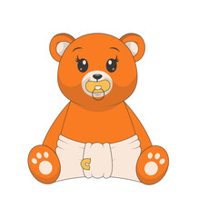 Cute Cartoon Bear Isolated on White Background. Vector Character Design.