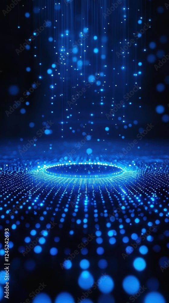 Poster futuristic hologram pie chart floating in a digital environment