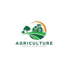 Logo Agriculture with truck vector design
