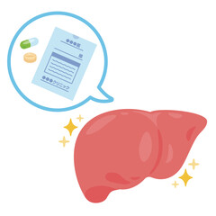薬剤と調子が良い肝臓のイラスト