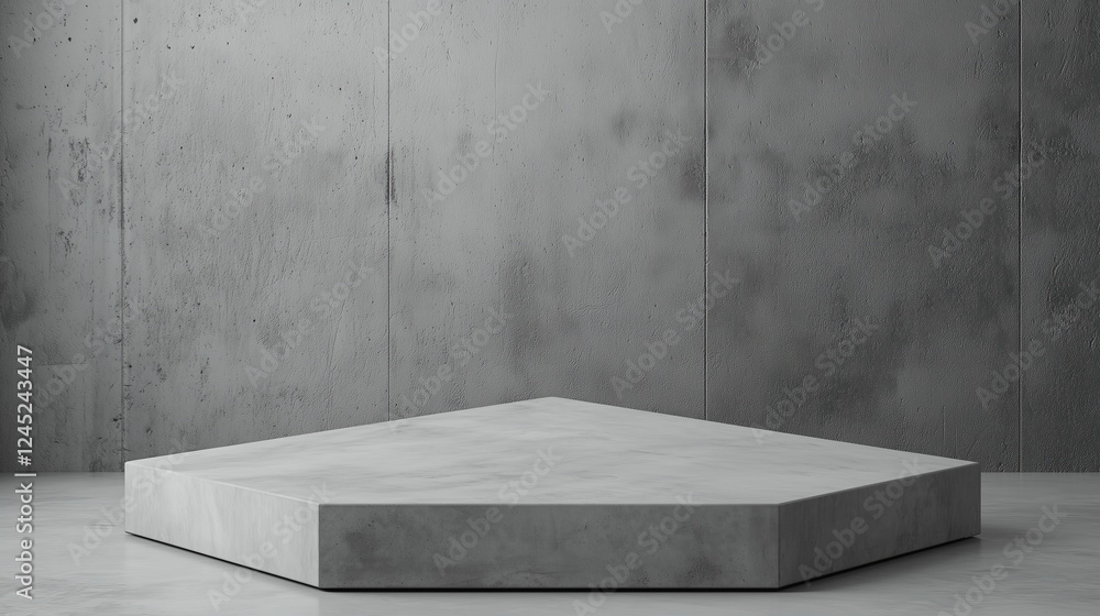 Poster geometric empty podium with sharp edges in minimalist 3d space