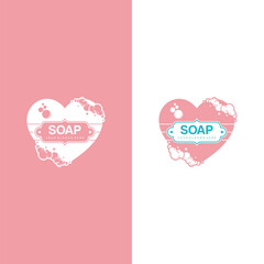 Logo love soap with foam vector design