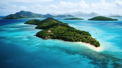 Fototapeta premium Aerial View of a Tropical Island Paradise