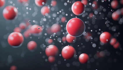 A bunch of red balls are floating in the air
