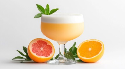 Refreshing Citrus Cocktail with Mint Garnish. Generative AI